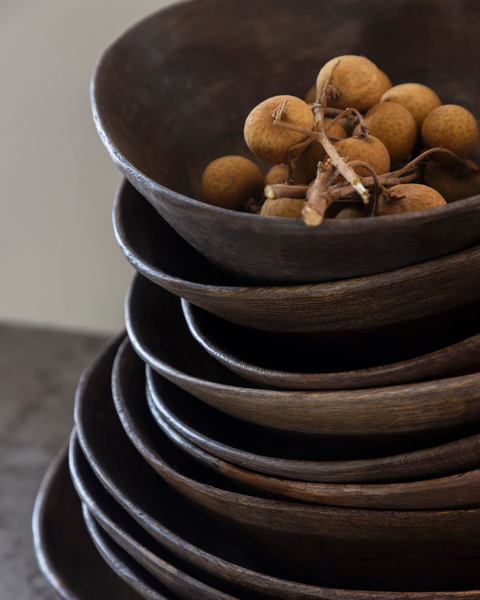 lama treskåler i ulike størrelser som er stablet